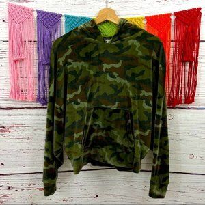 American Eagle Camo Oversized Velvet Velour Pullover Hoodie